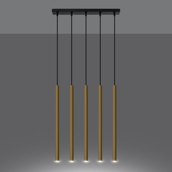 Sollux SL.1198 - Lampadario a sospensione con filo PASTELO 5xG9/8W/230V oro