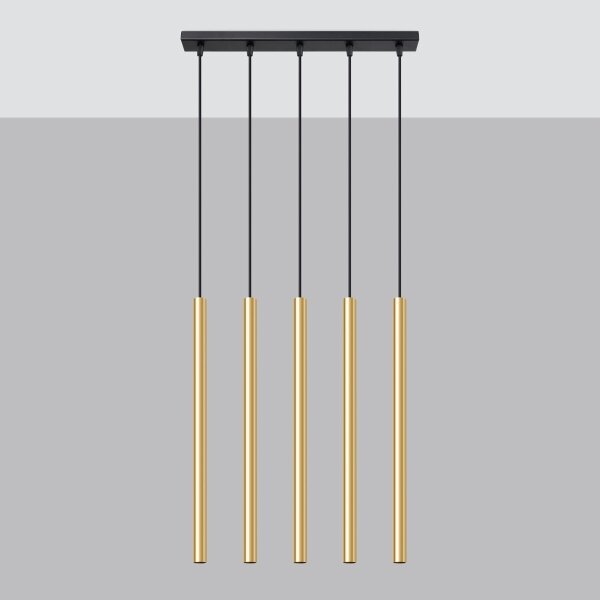 Sollux SL.1198 - Lampadario a sospensione con filo PASTELO 5xG9/8W/230V oro