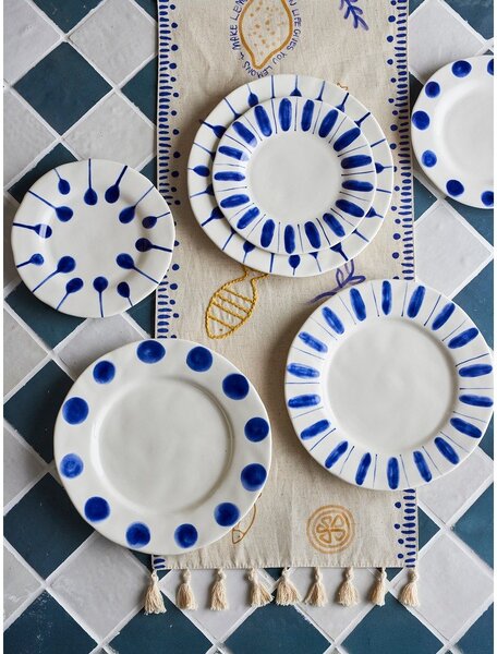 Set di piatti da dolce bianchi/blu in gres 3 pz ø 22 cm Linora – Bloomingville