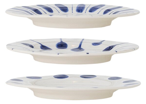 Set di piatti da dolce bianchi/blu in gres 3 pz ø 22 cm Linora – Bloomingville