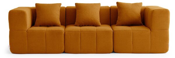 Divano componibile a 3 posti MILYSOFA SOFABULOUS, dal design lineare, in pregiato tessuto a riccioli, color cannella