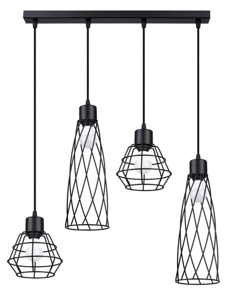 Sollux SL.1167 - Lampadario a sospensione con filo SUBA 4xE27/15W/230V nero