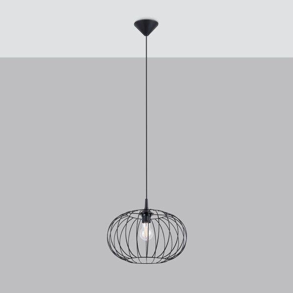 Sollux SL.1185 - Lampadario a sospensione con filo TSUNO 1xE27/15W/230V nero