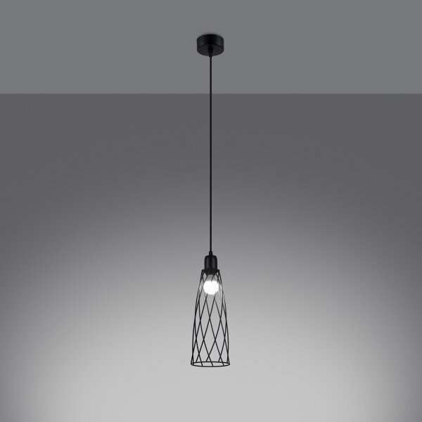 Sollux SL.1165 - Lampadario a sospensione con filo SUBA 1xE27/15W/230V nero