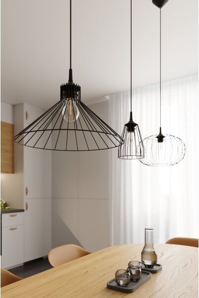 Sollux SL.1185 - Lampadario a sospensione con filo TSUNO 1xE27/15W/230V nero