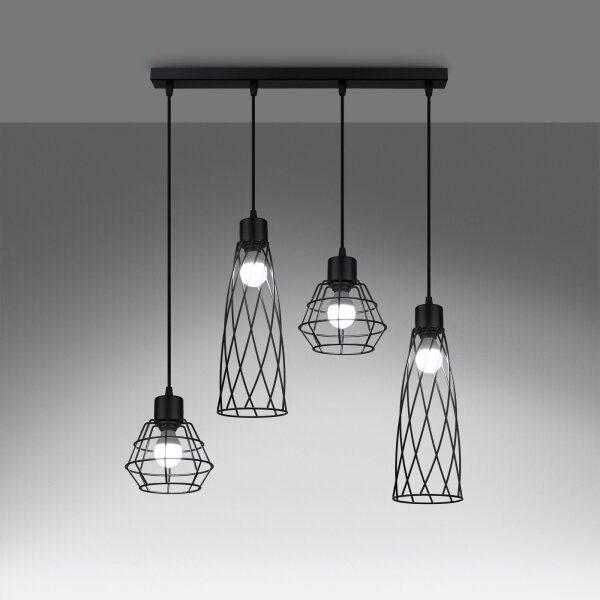 Sollux SL.1167 - Lampadario a sospensione con filo SUBA 4xE27/15W/230V nero