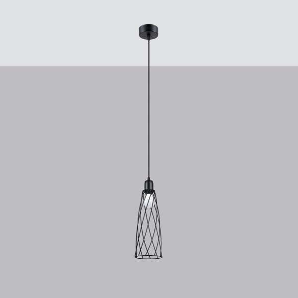 Sollux SL.1165 - Lampadario a sospensione con filo SUBA 1xE27/15W/230V nero