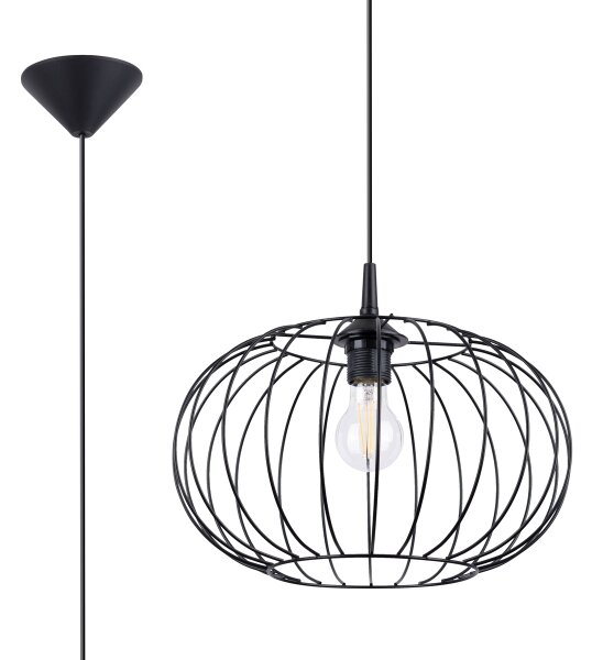 Sollux SL.1185 - Lampadario a sospensione con filo TSUNO 1xE27/15W/230V nero