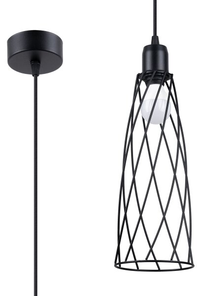 Sollux SL.1165 - Lampadario a sospensione con filo SUBA 1xE27/15W/230V nero