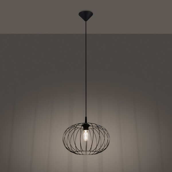 Sollux SL.1185 - Lampadario a sospensione con filo TSUNO 1xE27/15W/230V nero