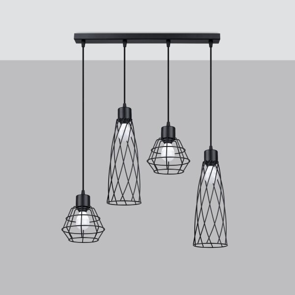 Sollux SL.1167 - Lampadario a sospensione con filo SUBA 4xE27/15W/230V nero