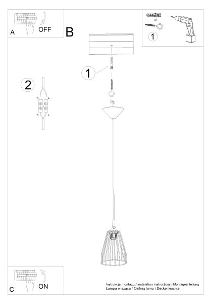 Sollux SL.1205 - Lampadario a sospensione con filo LEYO 1xE27/15W/230V nero