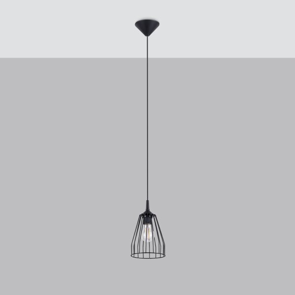 Sollux SL.1205 - Lampadario a sospensione con filo LEYO 1xE27/15W/230V nero