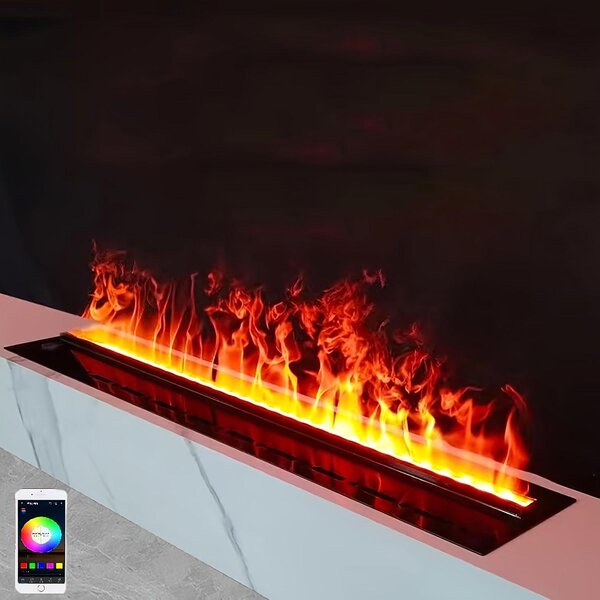 Camino elettrico 3D - Camino elettrico - Camino decorativo - Camino a parete - Camino con effetto nebbia - 100 cm