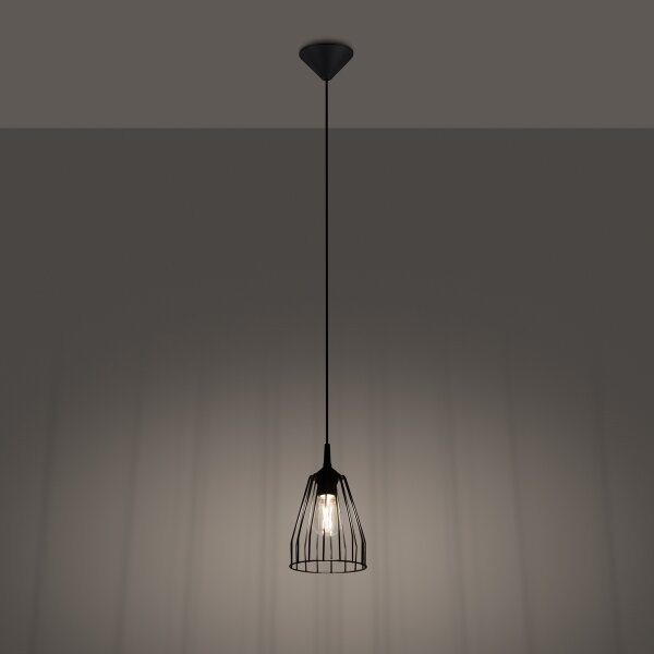 Sollux SL.1205 - Lampadario a sospensione con filo LEYO 1xE27/15W/230V nero