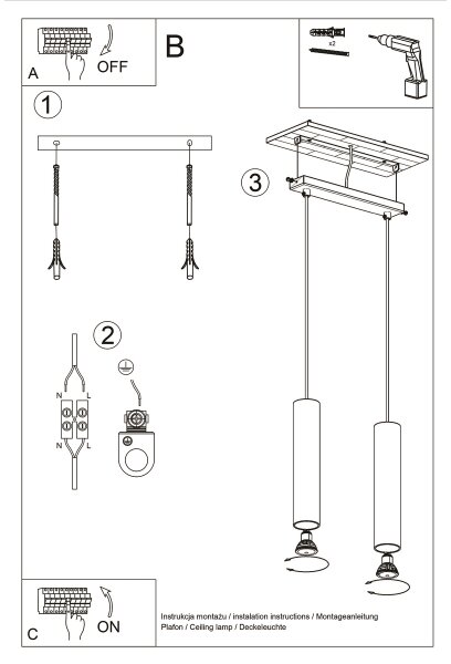 Sollux SL.1241 - Lampadario a sospensione con filo LAGOS 2xGU10/10W/230V oro