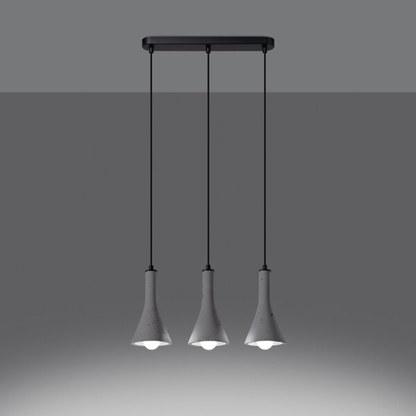 Sollux SL.1225 - Lampadario a sospensione con filo REA 3xE14/12W/230V calcestruzzo