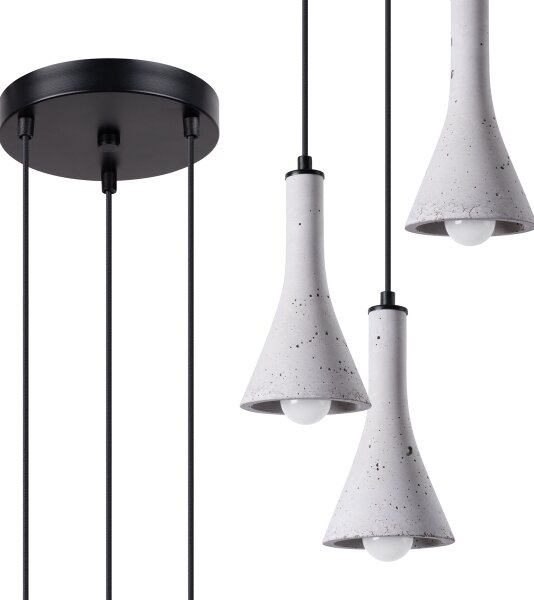 Sollux SL.1226 - Lampadario a sospensione con filo REA 3xE14/12W/230V calcestruzzo