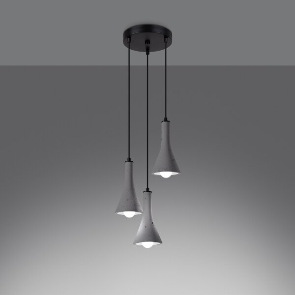 Sollux SL.1226 - Lampadario a sospensione con filo REA 3xE14/12W/230V calcestruzzo