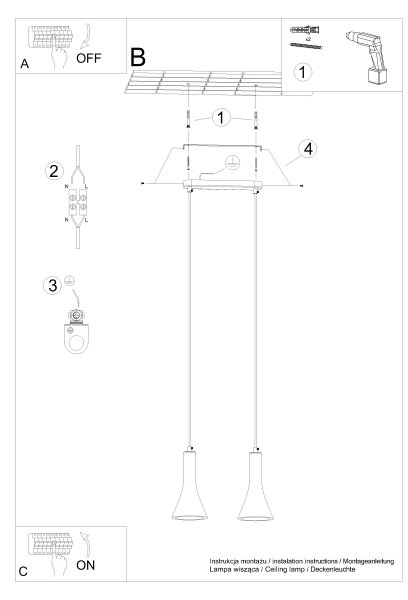 Sollux SL.1224 - Lampadario a sospensione con filo REA 2xE14/12W/230V calcestruzzo