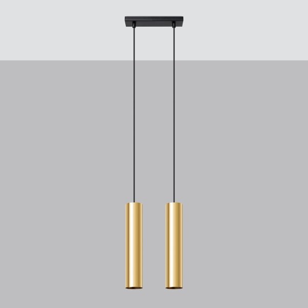 Sollux SL.1241 - Lampadario a sospensione con filo LAGOS 2xGU10/10W/230V oro
