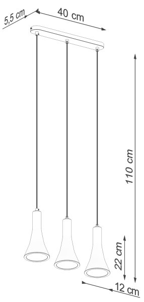 Sollux SL.1225 - Lampadario a sospensione con filo REA 3xE14/12W/230V calcestruzzo