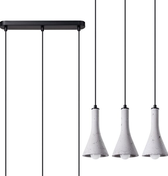 Sollux SL.1225 - Lampadario a sospensione con filo REA 3xE14/12W/230V calcestruzzo