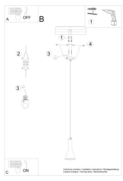 Sollux SL.1223 - Lampadario a sospensione con filo REA 1xE14/12W/230V calcestruzzo