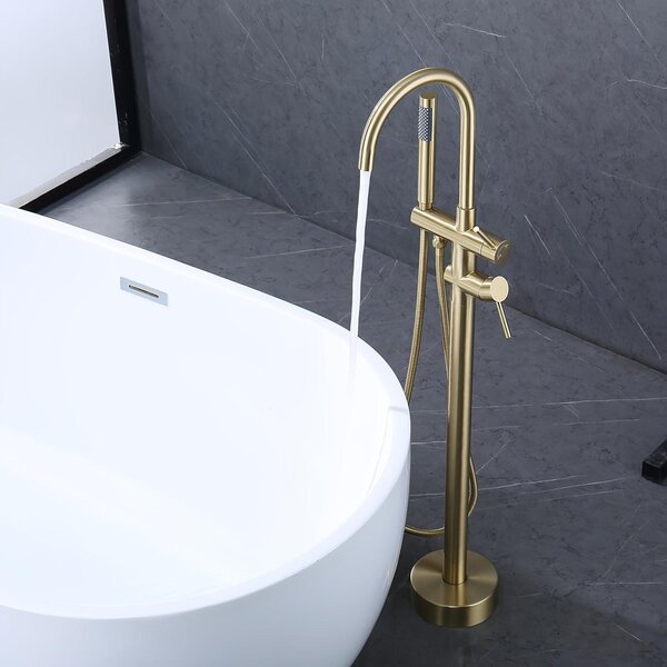 Rubinetto da bagno a colonna - Rubinetto da pavimento - Miscelatore per vasca da bagno - Rubinetto per doccetta - Riempitivo per vasca da bagno in ottone