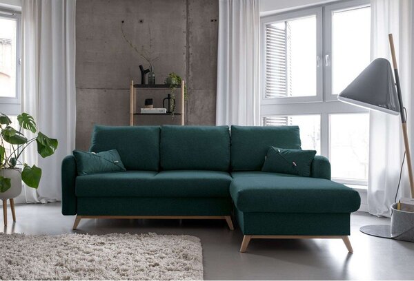 Divano letto angolare turchese, angolo destro Scandic Lagom - Miuform
