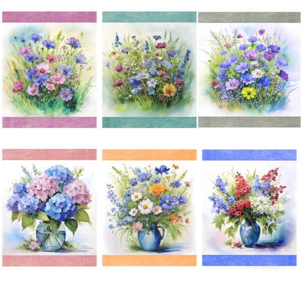 Strofinaccio da cucina in cotone con stampa digitale "Armonia floreale" MIGU23-4 50x70 cm