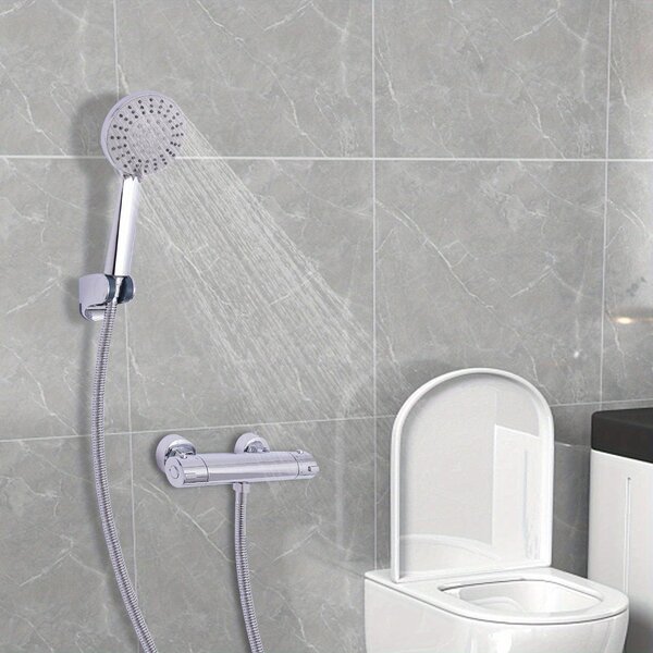 Rubinetto da bagno - Miscelatore per bagno - Rubinetto per doccia - Miscelatore - Termostato per bagno - Con doccetta manuale - Montaggio a parete