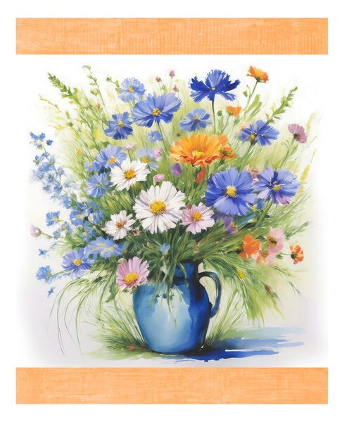 Strofinaccio da cucina in cotone con stampa digitale "Armonia floreale" MIGU23-4 50x70 cm