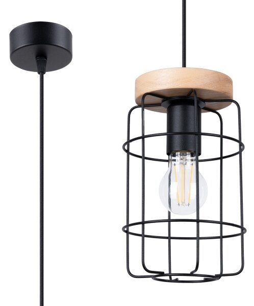 Sollux SL.1263 - Lampadario a sospensione con filo GOTTO 1xE27/15W/230V nero