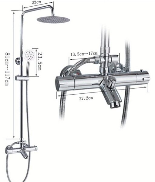 Doccia a soffitto - Set doccia - Colonna doccia - Doccetta - Miscelatore termostatico - Materiale in acciaio inossidabile