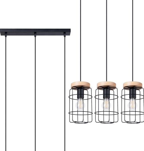 Sollux SL.1264 - Lampadario a sospensione con filo GOTTO 3xE27/15W/230V nero