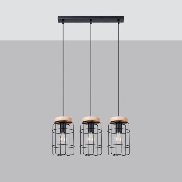 Sollux SL.1264 - Lampadario a sospensione con filo GOTTO 3xE27/15W/230V nero