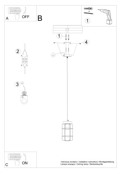 Sollux SL.1263 - Lampadario a sospensione con filo GOTTO 1xE27/15W/230V nero