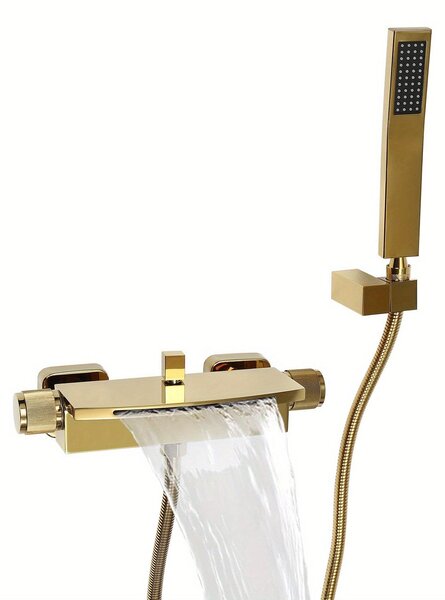 Rubinetto da bagno - Miscelatore per bagno - Rubinetto termostatico - Rubinetto a parete - Miscelatore per bagno con doccetta - Costruzione in ottone