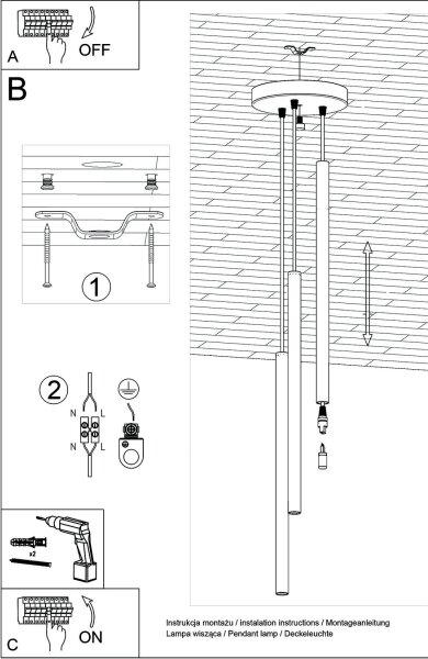 Brilagi - Lampadario LED a sospensione con filo DRIFA 3xG9/4W/230V nero