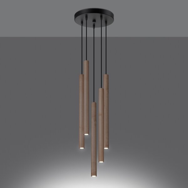 Sollux SL.1270 - Lampadario a sospensione con filo PASTELO 5xG9/8W/230V legno