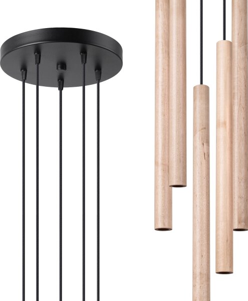 Sollux SL.1270 - Lampadario a sospensione con filo PASTELO 5xG9/8W/230V legno
