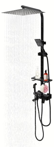 Rubinetto per doccia - Set per doccia - Doccetta - Ugello - Miscelatore - Colore: Nero opaco - Altezza regolabile
