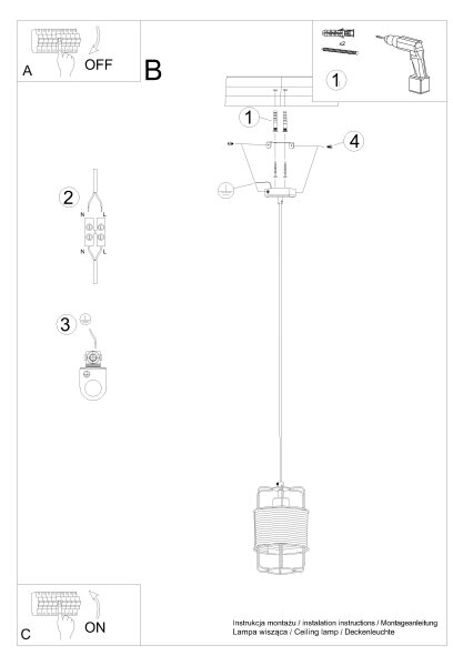 Sollux SL.1300 - Lampadario a sospensione con filo GIZUR 1xE27/15W/230V
