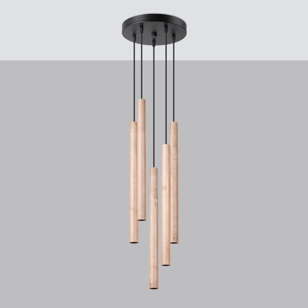 Sollux SL.1270 - Lampadario a sospensione con filo PASTELO 5xG9/8W/230V legno