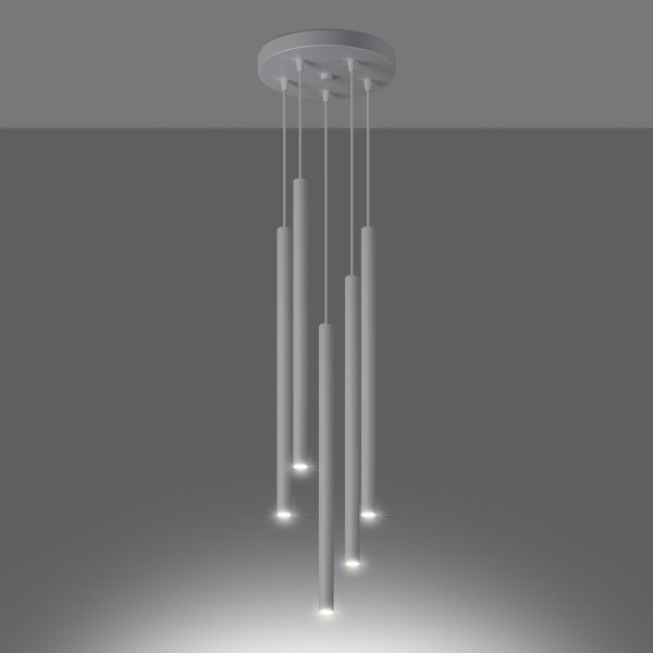 Sollux SL.1175 - Lampadario a sospensione con filo PASTELO 5xG9/8W/230V bianco