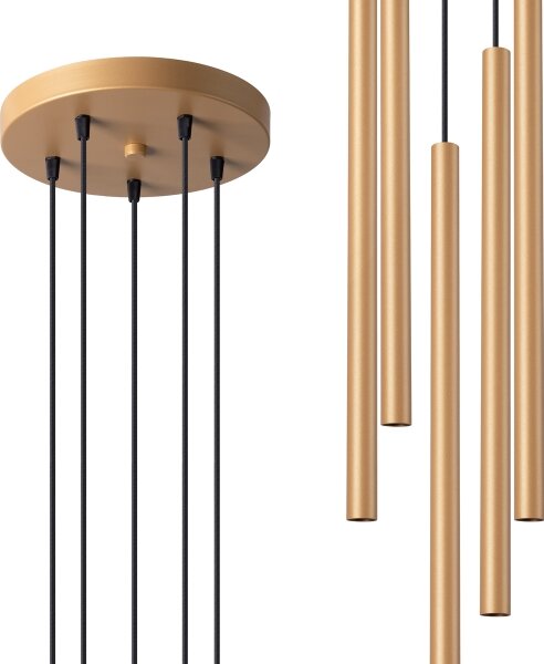 Sollux SL.1174 - Lampadario a sospensione con filo PASTELO 5xG9/8W/230V oro