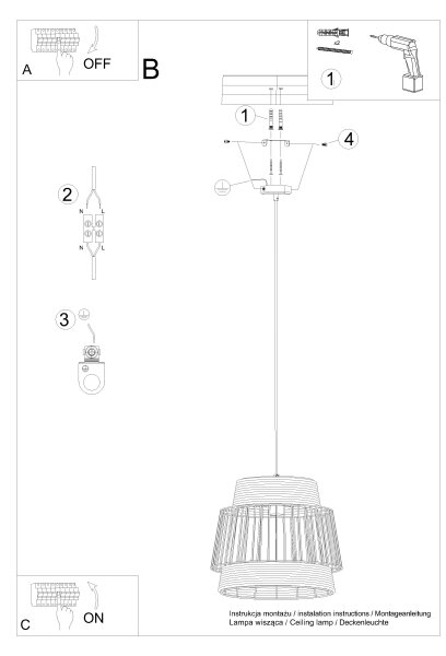 Sollux SL.1253 - Lampadario a sospensione con filo BRILO 1xE27/15W/230V