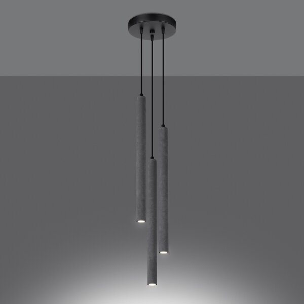 Sollux SL.1273 - Lampadario a sospensione con filo PASTELO 3xG9/8W/230V calcestruzzo