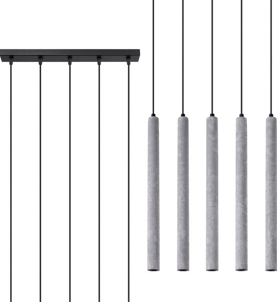 Sollux SL.1274 - Lampadario a sospensione con filo PASTELO 5xG9/8W/230V calcestruzzo